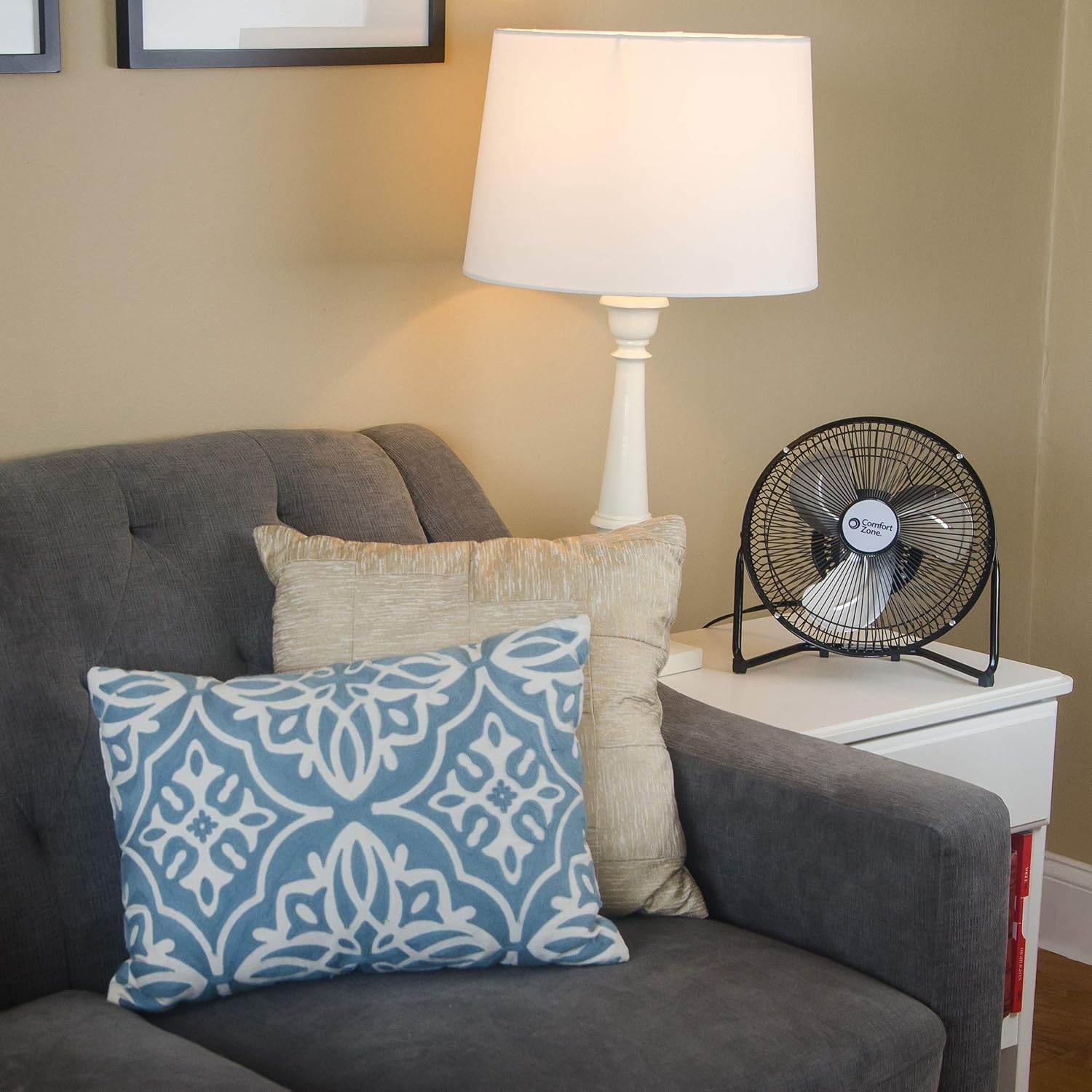 Comfort Zone CZHV9B 9-inch High Velocity 3-Speed Floor Fan with 180-Degree Tilt: Home & Kitchen