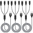 Multi Charging Cable 3Pack 4FT Multiple Charger Cable Rapid Nylon Braided Cord USB Charging Cable 3 in 1 Multi Phone Charger Cord with Type C Micro Lightning USB Connectors for Cell Phones