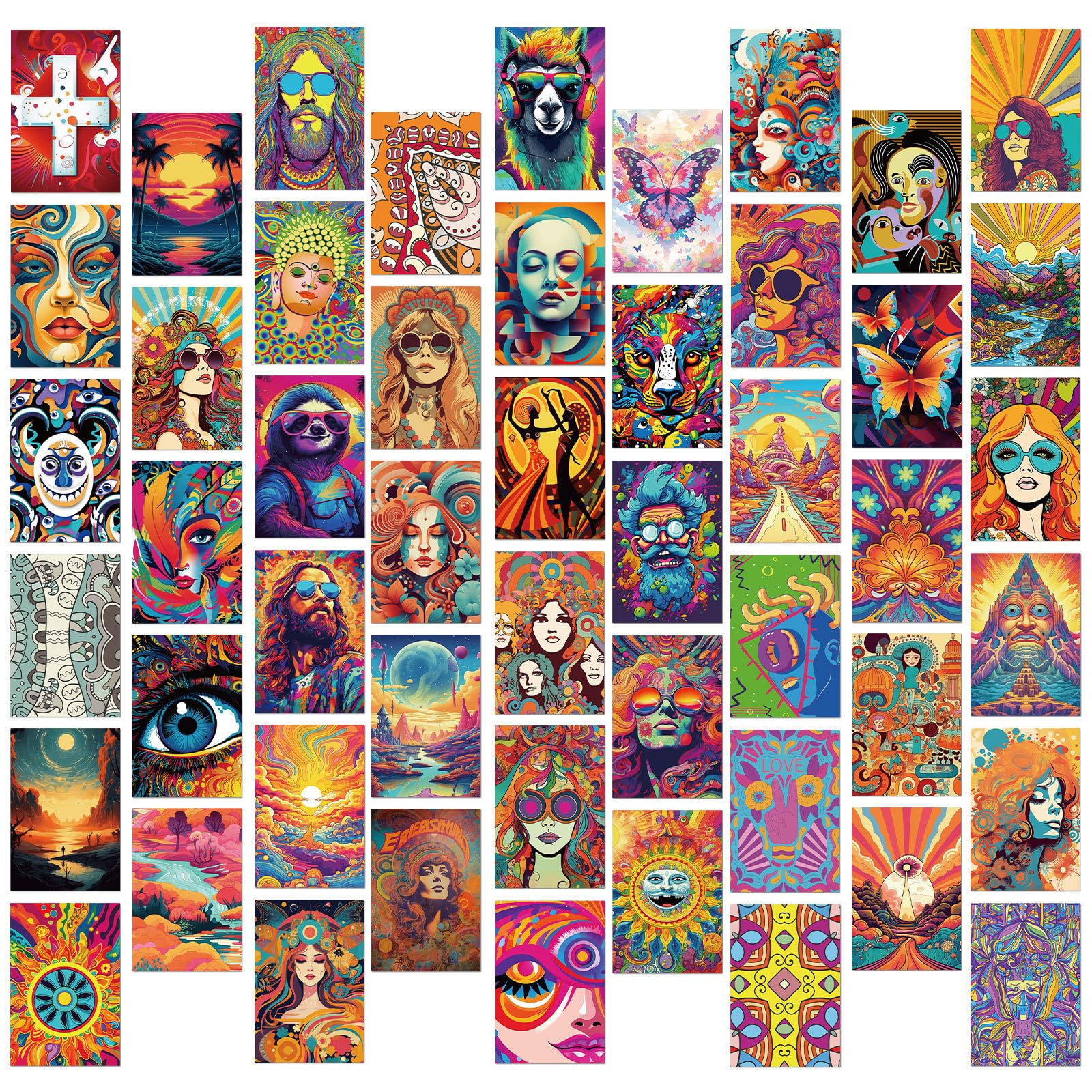 Bailinks 50Pcs Aesthetic Botanical Wall Collage Kit, Vintage Print Art Posters for Bedroom Decor, Wall Art Decor Pictures for Indie Dorm, Room Decoration, Ideal 4x6in Wall Collage Set Gift (STYLE5)