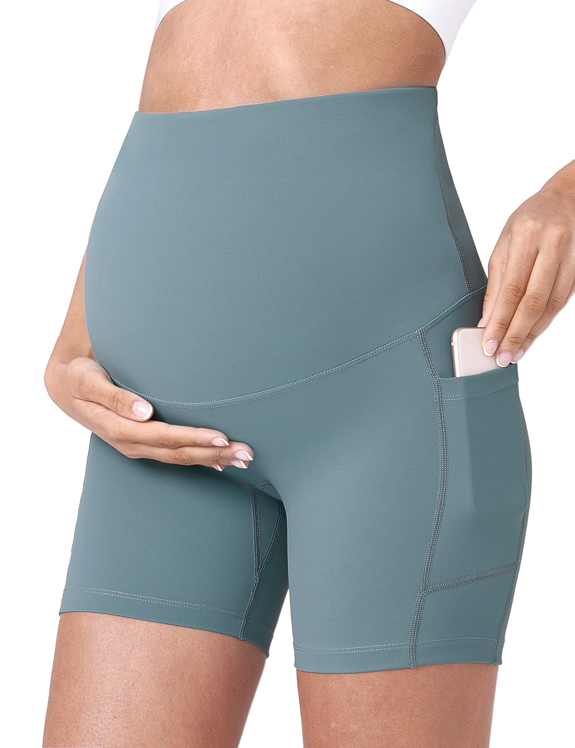 POSHDIVAH Women's Maternity Yoga Shorts Over The