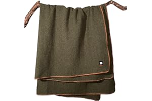 EKTOS 100% Wool Blanket Throw, 60" x 50", Outdoor Blankets for Fire Pit or Winter Camping (Olive Green, Throw Size)