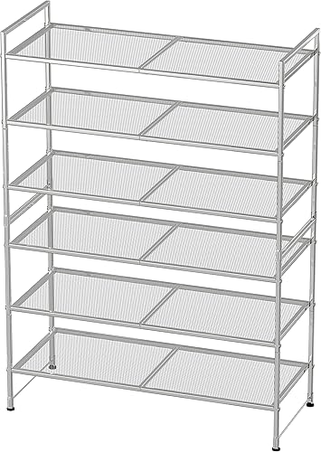 Simple Houseware 3-Tier Stackable Mesh Shoe Rack, Silver in Oman