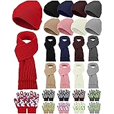 JaGely Kids Hat Gloves Scarf Winter Set, Warm Knitted Beanie Caps Scarves Gloves Bulk for Boys Girls Donation Cold Weather