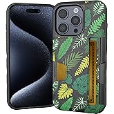 Smartish® iPhone 15 Pro Wallet Case - Wallet Slayer Vol. 2 [Slim + Protective] Credit Card Holder w/Kickstand - Drop Tested Hidden Card Slot Cover Compatible w/Apple iPhone 15 Pro - Leaf Me Alone