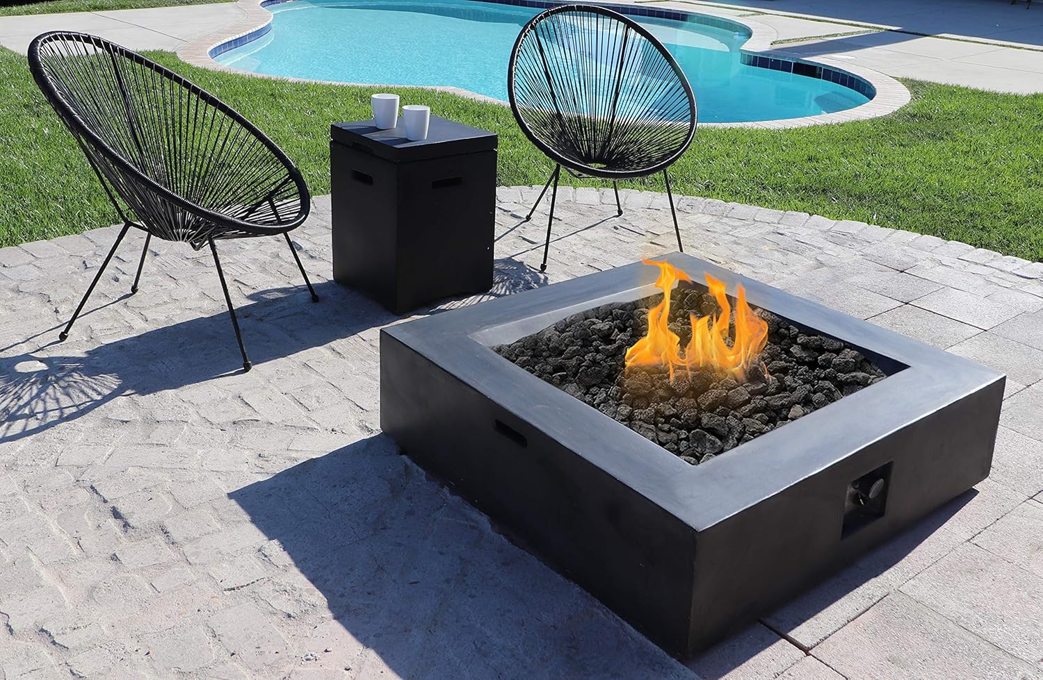 Fire Pit Seating Set All Weather Wicker Indoor Outdoor Round