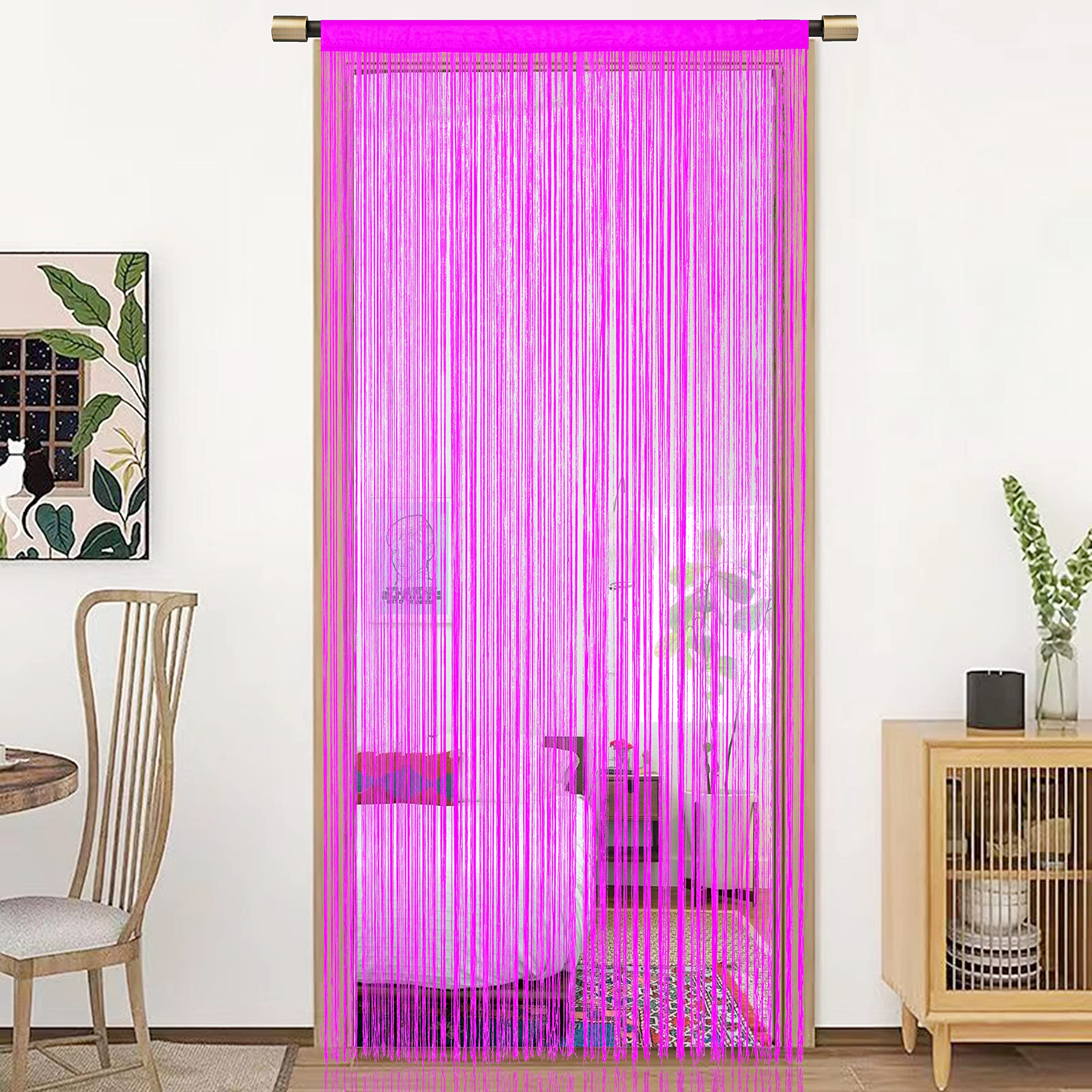 HSYLYM String Door Curtain Window Decorations Room Divider Room Decorations Single Curtain for Window,W35 xL79,Rose