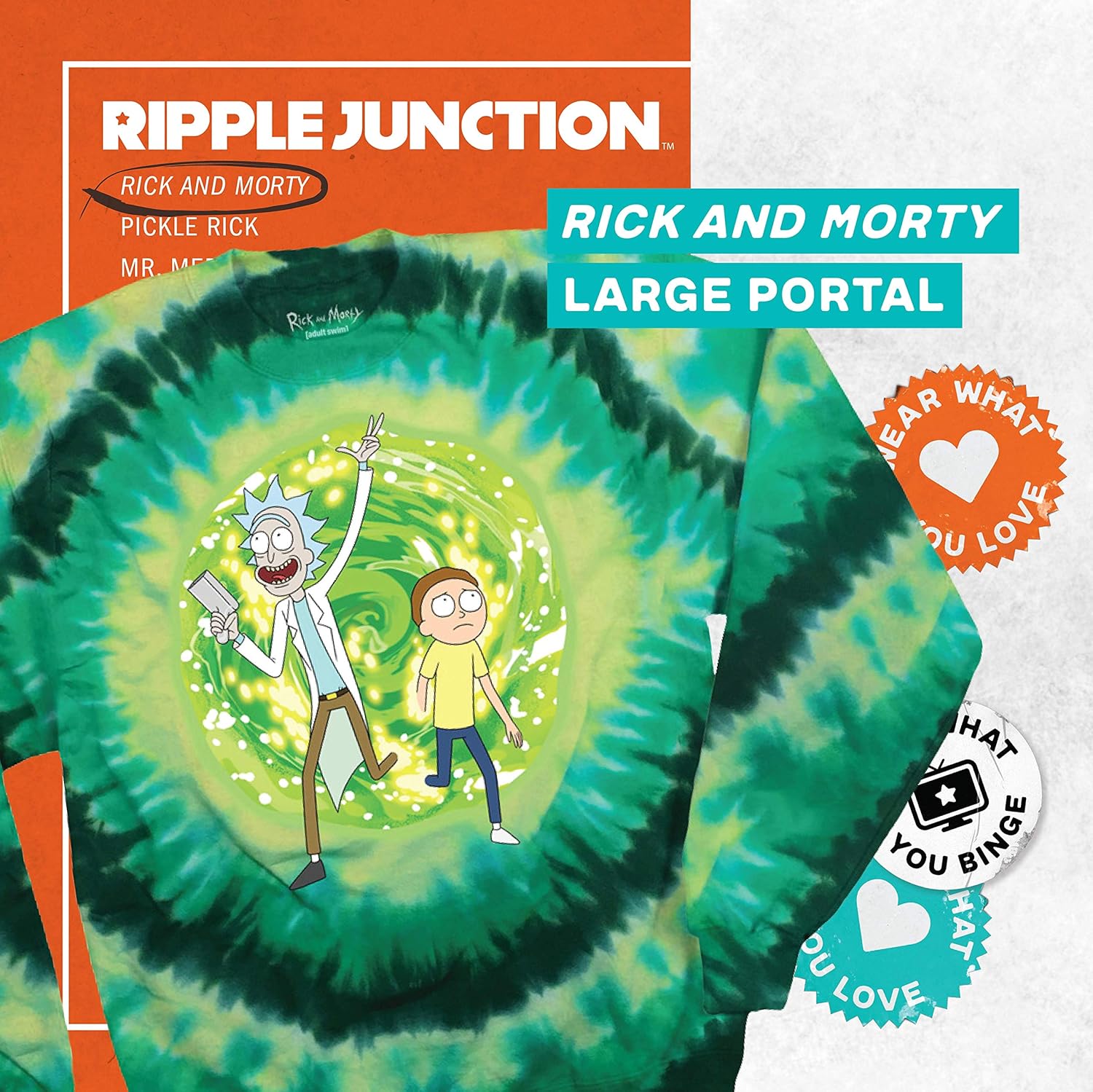 Ripple Junction Adventures of Rick and Morty Portal Adult Unisex Sweatshirt: Clothing