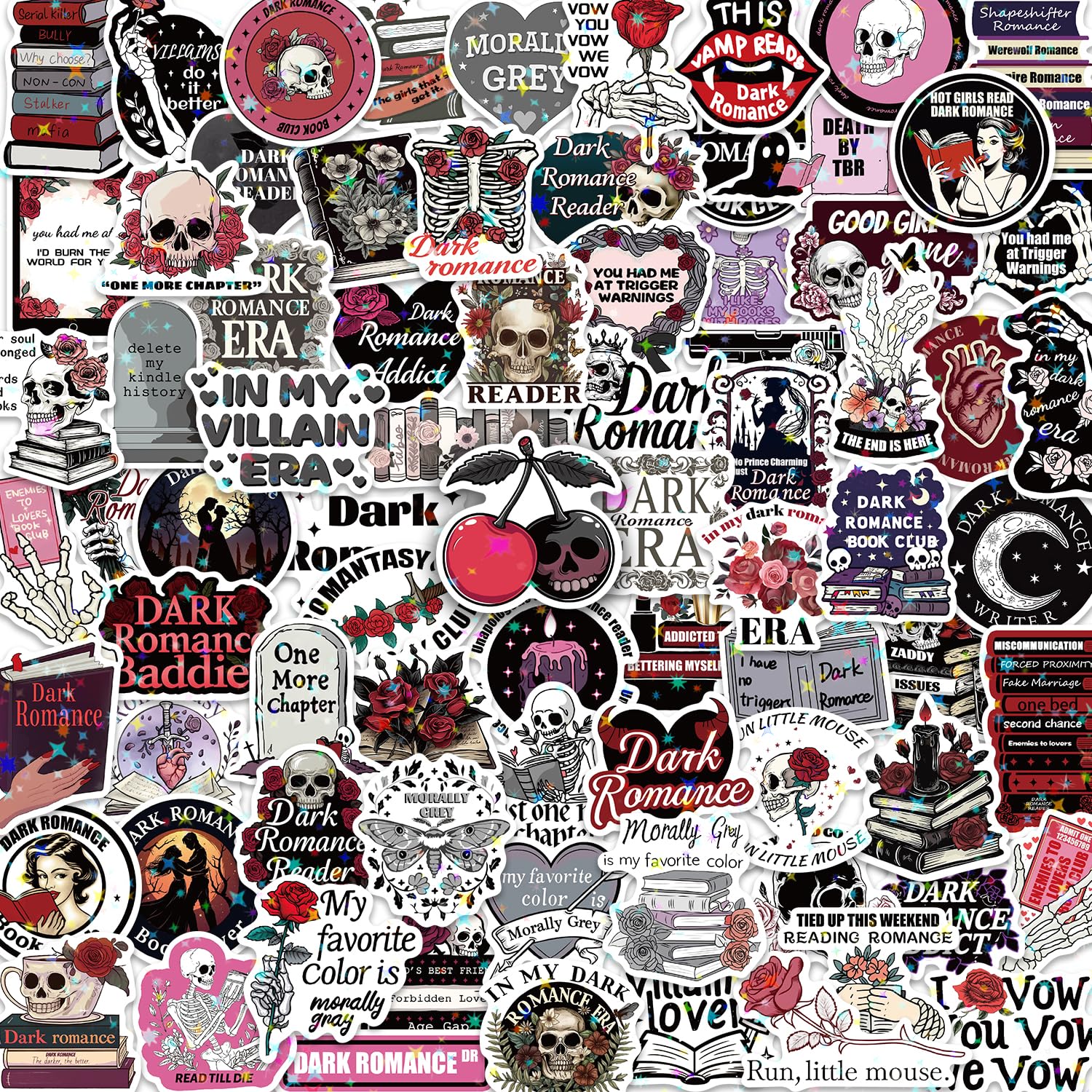 Photo 1 of 100 PCS Dark Romance Stickers for Kindle Holographic Book Stickers Spicy Reading Sticker Burn Vinyl Decals for Laptop Bookish Gifts for Adults