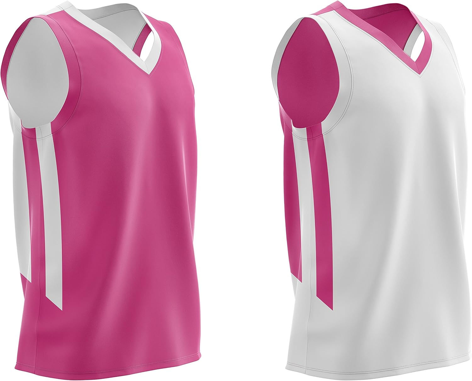 Liberty Imports 10 Pack - Reversible Men's Mesh Performance Athletic Basketball Jerseys - Adult Team Sports Bulk (Pink/White): Clothing