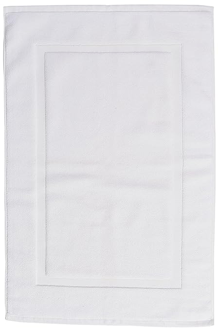 AmazonBasics Badvorleger mit rechteckiger Bordüre, Weiß, 100% Baumwolle (1.200 g/m²), 51 x 79 cm