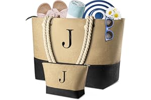 TOPEAST Christmas Gifts for Women - Beach Bags with Makeup Bag Travel Essential Christmas Birthday Gifts for Mom Friends