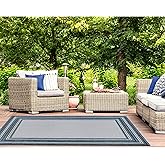 Liora Manne CARMEL Indoor/Outdoor Power Loomed Synthetic Blend Low Profile Area Rug - Transitional Border Global Colorful (Mu