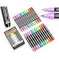 TOOLI-ART Acrylic Paint Markers Paint Pens Special Colors Set Extra Fine And Medium Tip Combo For Rock Painting, Canvas, Fabric, Glass, Mugs, Wood, Ceramics, Plastic, Multi-Surface. Non Toxic, (NEON)