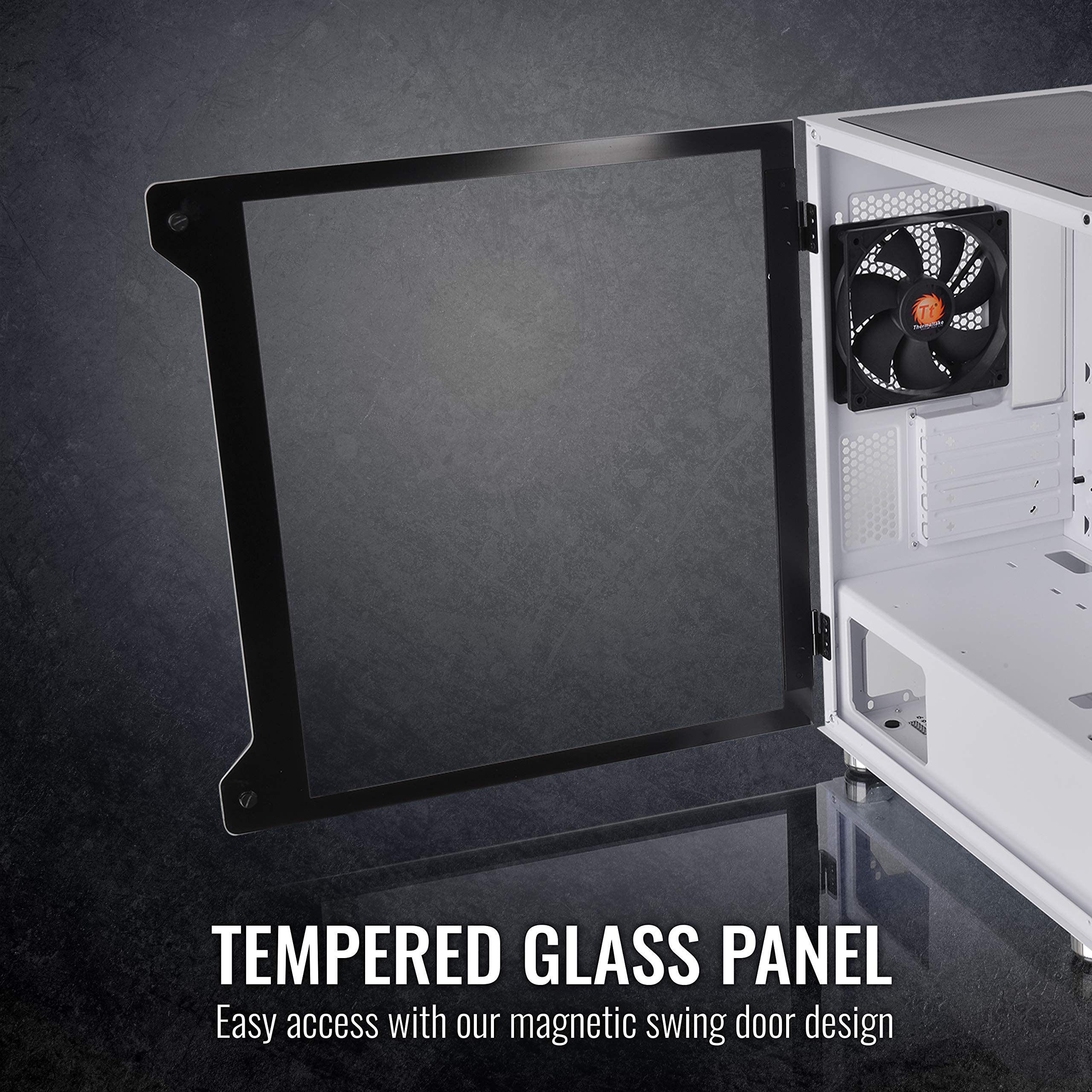 Thermaltake S100 Tempered Glass Snow Edition Micro-ATX mini-Tower Computer Case with 120mm Rear Fan Pre-Installed CA-1Q9-00S6WN-00, White