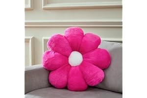 Ailive 21.6In Cute Deep Pink Flower Throw Pillow Floor Pillow Cushion Cute Desk Chair Cushion Decorative Throw Pillows for Girls Adults