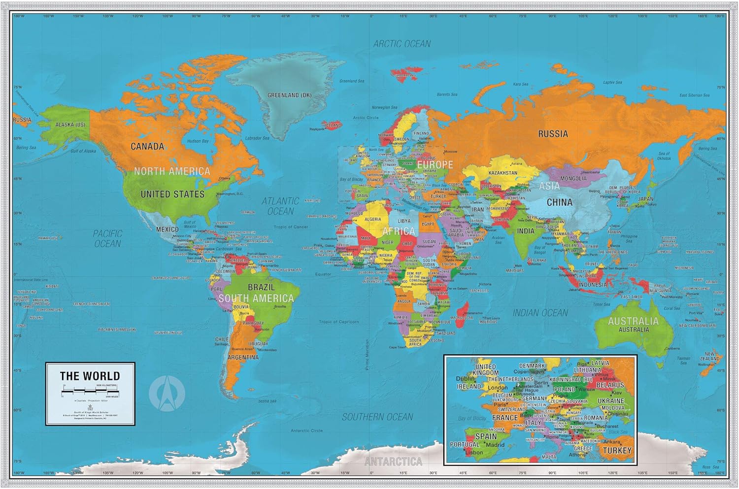 Amazon Com Official 2021 World Map Classroom Reference Chart Vibrant 