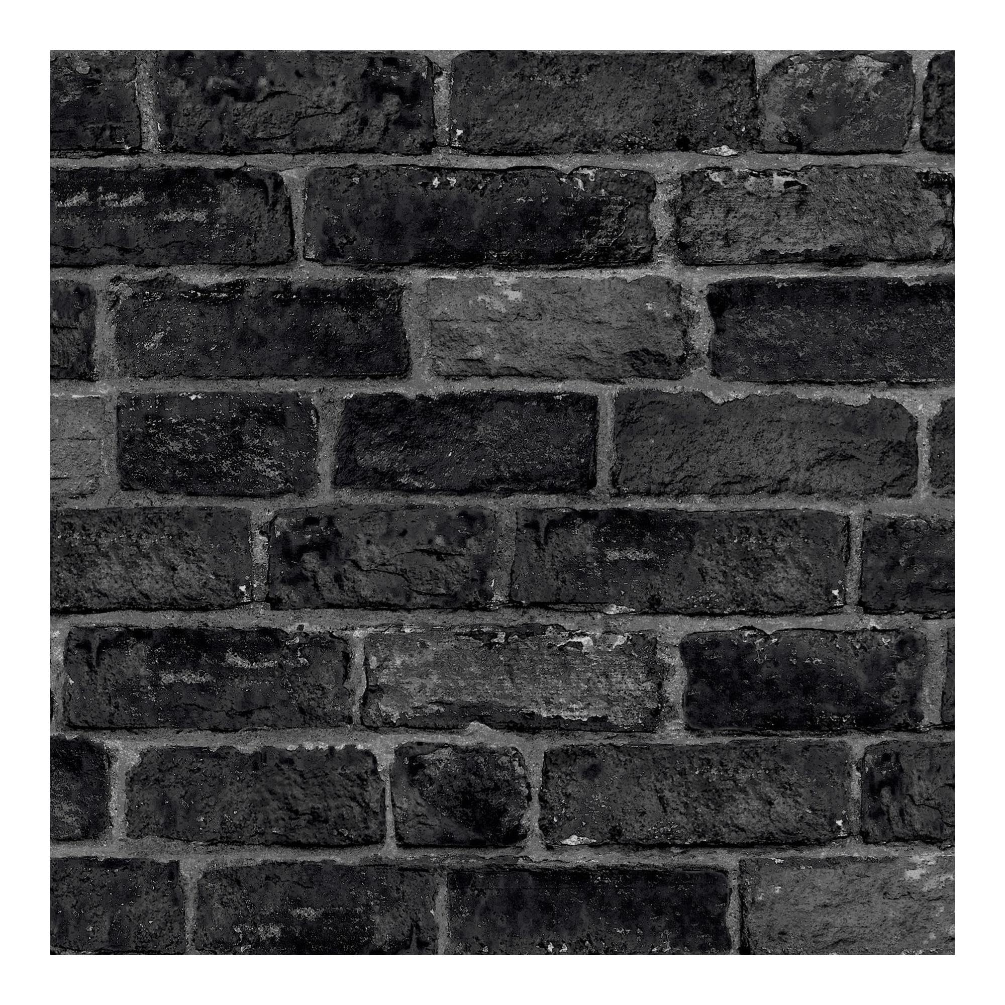 Fresco House Brick Charcoal Wallpaper | Charcoal Brick Wallcovering | Eco-Friendly Wallpaper