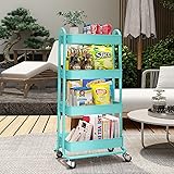 4-Tier Rolling Cart, HERJOY Metal Utility Cart with