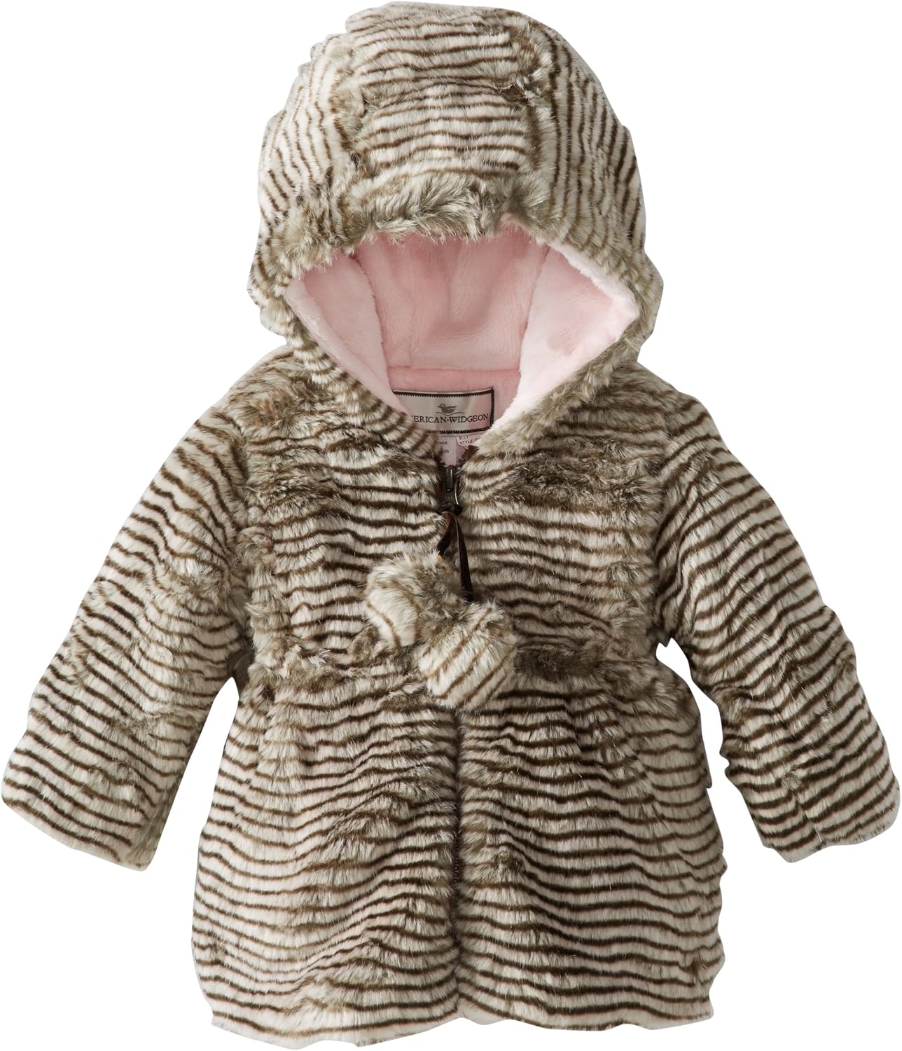 Widgeon Baby Girls' Hooded Zip Front Faux Fur Coat Infant