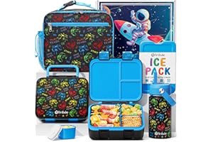 Fimibuke Bento Lunch Box for Kids - Toddler Bento Snack box with 3 Compartments, Stainless Steel Insulated Water Bottle, Lunch Bag, Ice Pack Set, Back to School Birthday Gifts for Ages 3-12 Girls Boys