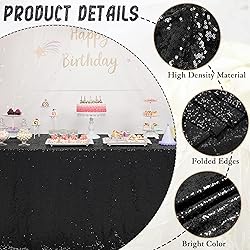 Trlyc Black Sequin Tablecloth - 60x84inch Glitter