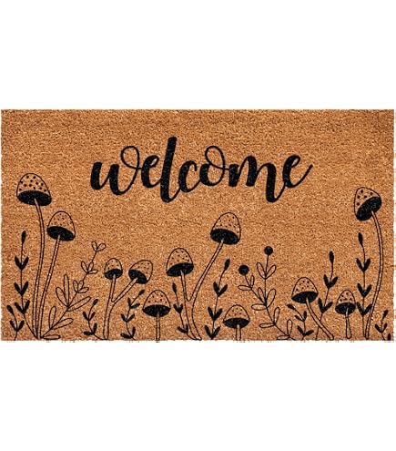'Welcome' Halloween Doormat With Bat Design - 24'x16', Natural Coco Coir, Anti-Slip Backing - View #4