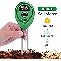 Soil pH Meter, 3-in-1 Soil Test Kit For Moisture, Light & pH, A Must Have For Home And Garden, Lawn, Farm, Plants, Herbs & Gardening Tools, Indoor/Outdoors Plant Care Soil Tester (No Battery Needed)