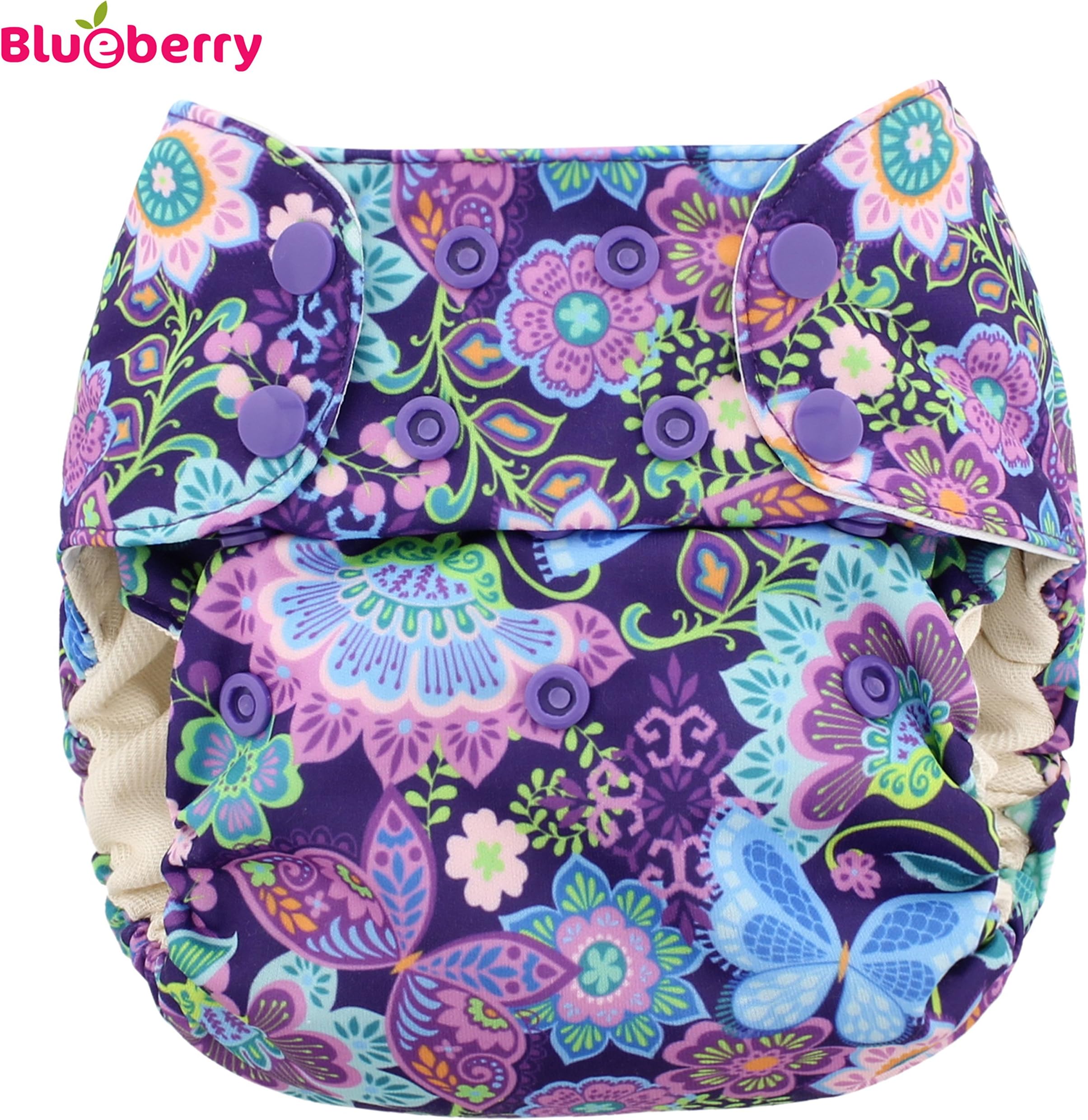 Blueberry Simplex (AIO) Diaper – Butterfly Garden (Gravel druc) – One size – One Size Fits All (16 kg) – suitable for Prefolds Over Trousers Pocket Cloth Nappy, Nappy