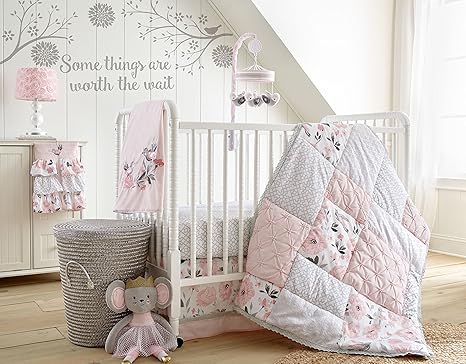 levtex baby elise grey and pink floral