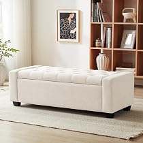 Huatean Home 48" Ottoman with Storage, Beige Storage Ottoman