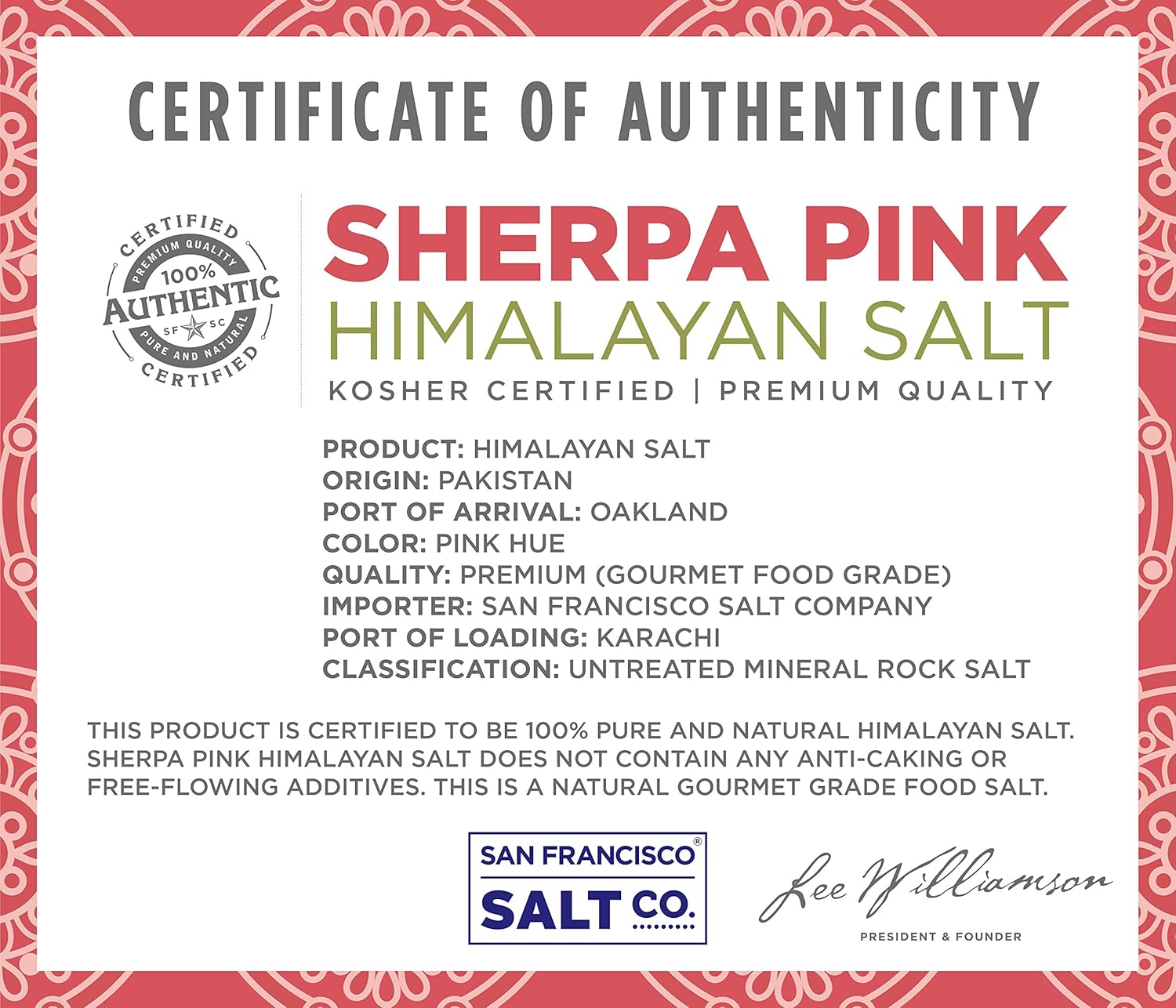Sherpa Pink Gourmet Himalayan Salt - 2 lb. Bag Coarse Grain - For Grinders and Salt Mills : Grocery & Gourmet Food