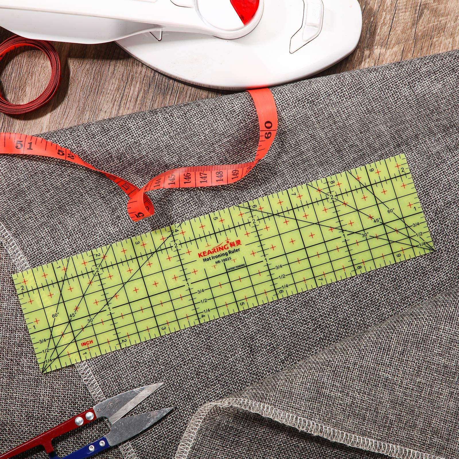 Hot Ironing Ruler, Heat Resistant Hemmer Ruler Sewing Tools Measuring Handmade Tool for Electric Iron Home Work, 10 Inches(2.5 x 10 Inch)