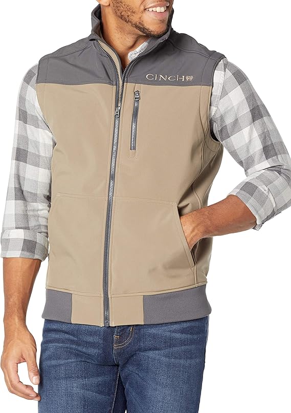 Cinch Men's Color Blocked Bonded Vest, Stone, XXL Amazon.ca Clothing