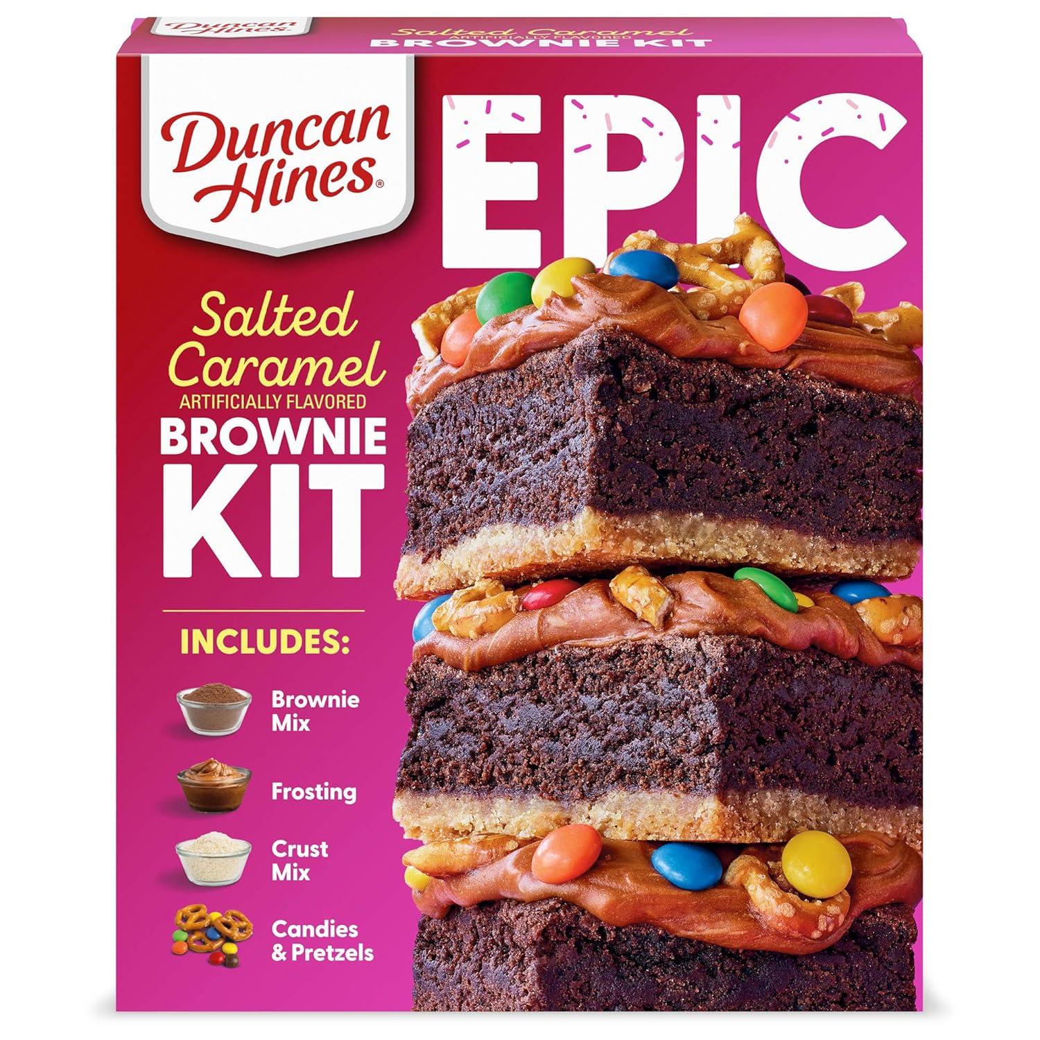Duncan Hines Epic Kit, Salted Caramel Brownie Mix Kit, 32.16 oz.