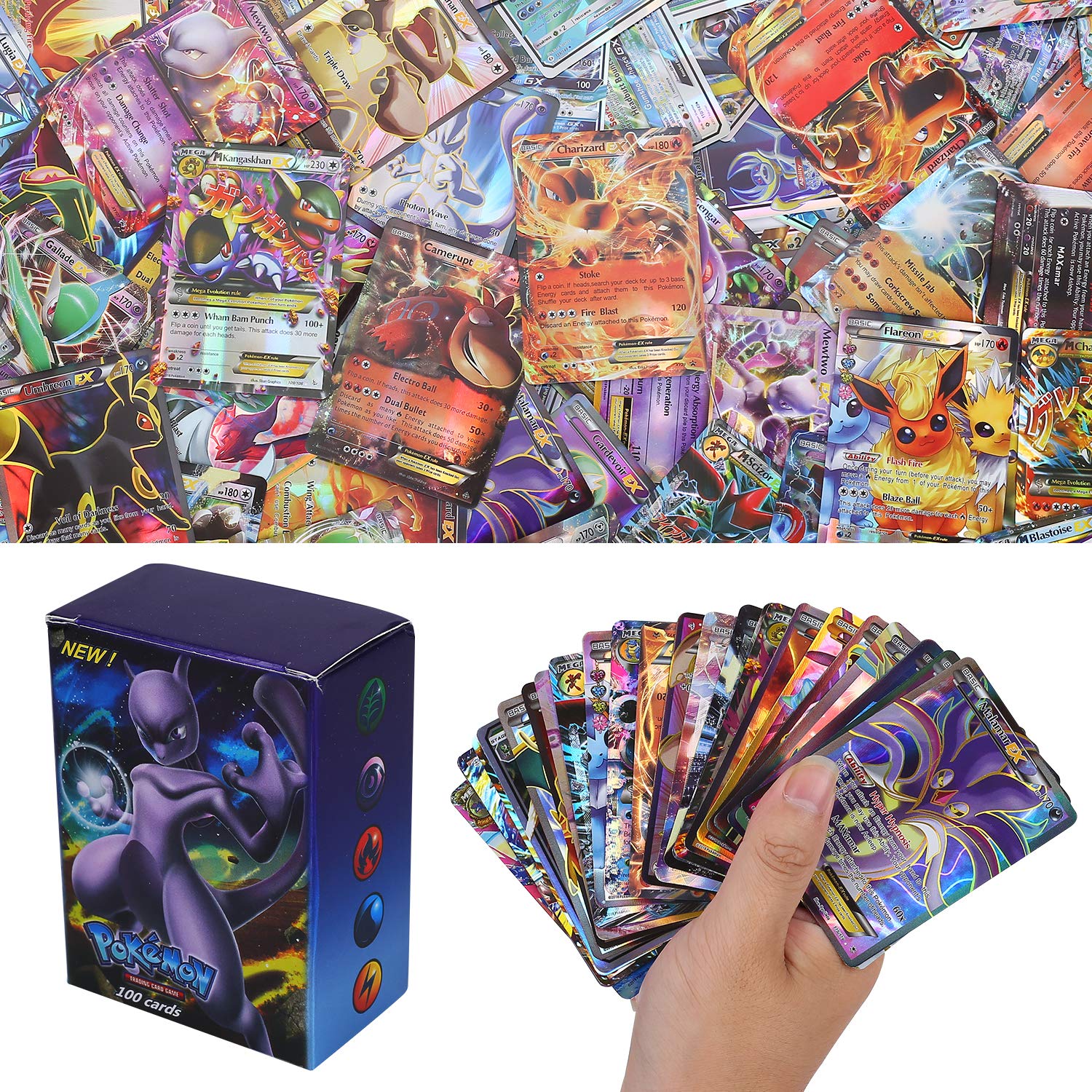 100 Piezas Pokemon Cartas Pokemon Trading Cards XY Series EX Cartas
