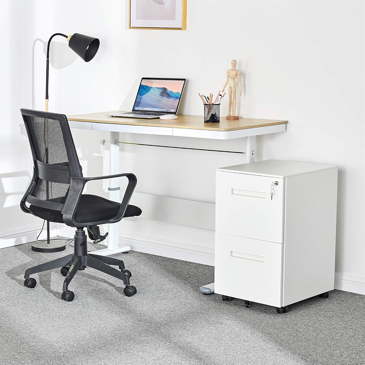 YITAHOME 2-Drawer Mobile File Cabinet with Lock, Office Storage Filing Cabinet for Legal/Letter Size, Pre-Assembled Vertical Metal File Cabinet Except Wheels Under Desk - White: Furniture & Decor