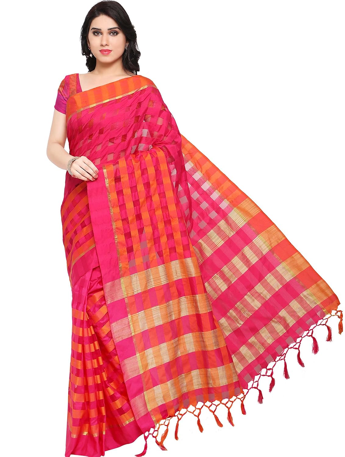 EthnicJunction Women's Cotton Silk Saree