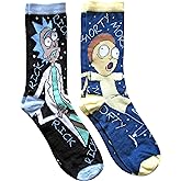 RICK AND MORTY Character Men's Crew Socks 2 Pair Pack Shoe Size 6-12