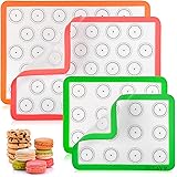Zulay (Set of 4) Silicone Baking Mat - Macaron Silicone Baking Mats With Pre-printed Template Design - Non Stick & Reusable S