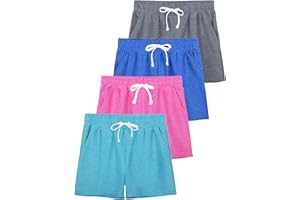JORHIG 4 Pack Girls Shorts Athletic Shorts with Drawstring Pocket Youth Dry-Fit Soccer Shorts Teen Basketball Shorts