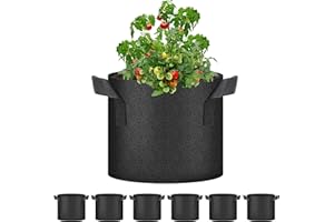 HealSmart 6-Pack 3 Gallon Nonwoven Grow Bags, Aeration Fabric Pots with Handles, Suitable for Garden Fruits, Vegetables and Flowers, Black