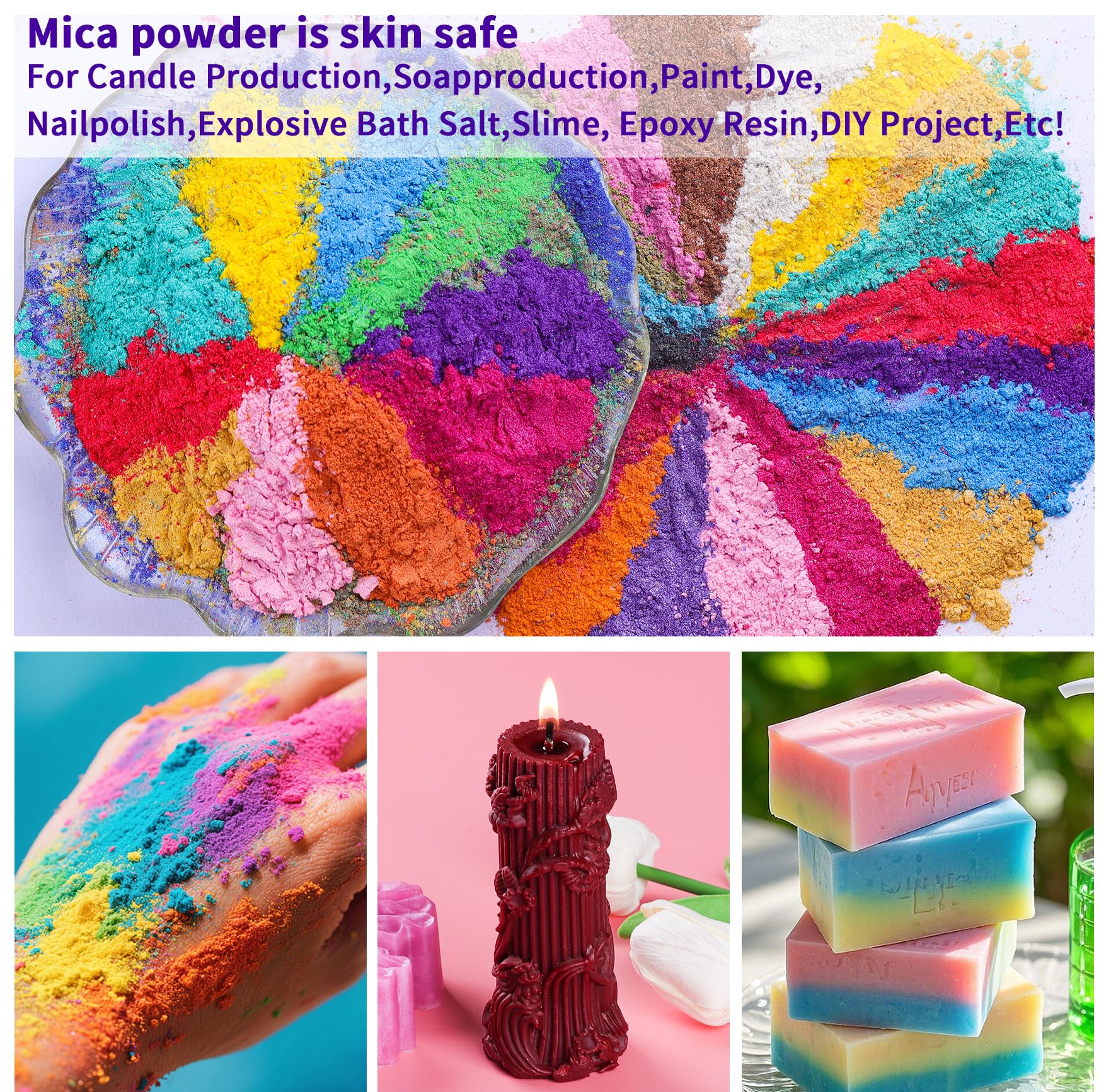 MTBJZJ Mica Powder for Resin, 15 Colors - 20g/Bottle of Epoxy Resin Color Pigment,for Candle Dye, Lip Gloss Pigment, Soap Making, Slime Colorant, Paint, Bath Bombs,Nail Polish and Eye Shadow