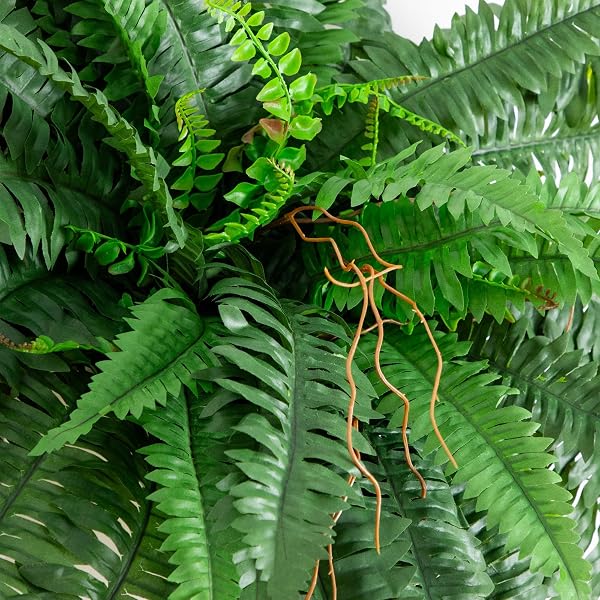 NEARLY NATURAL 40IN HANGING ARTIFICIAL BOSTON FERN PLANT SET OF 2 – REALISTIC FAUX GREENERY FOR INDOOR HOME, OFFICE, AND BATHROOM DECOR