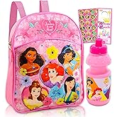 Disney Princess Mini Backpack for Girls - Bundle with 11" Disney Mini School Bag with Water Bottle, Stickers, and More | Princess Travel Bag for Kids