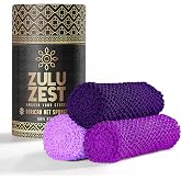 African Net Sponge Authentic 3 Pack, Body Scrubber Exfoliating Bath Sponge for Face and Body, Quick Drying Mesh Body Scrub for All Skin Types, Durable and Travel Friendly (Purple, Lavender, Violet)