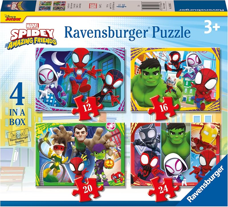 Ravensburger Spidey & His Amazing Friends Jigsaw Puzzles 4 in Box 12-24pc