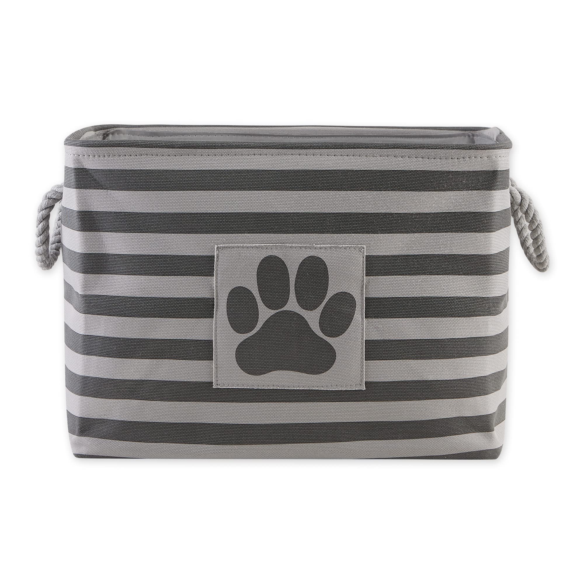 Photo 1 of Bone Dry Pet Storage Collection Striped Paw Patch Bin, Medium Rectangle, Gray