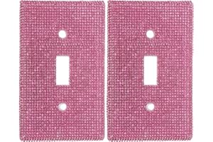 Gadpiparty 2pcs Pink Rhinestone Light Switch Cover Plate, Decorative Single Toggle Wall Plate for Bedroom