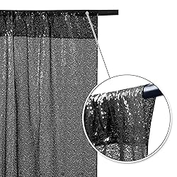 BEDDEB Black Sequin Backdrop Curtain, 2PCS 2FTx8FT