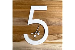 GO HOME NUMBERS 5 Inch Modern Plastic House Numbers and Letters with hardware included. Black and White Arrows, North South East West, Unit A B, No.- Dash, 1/2 (5, WHITE)